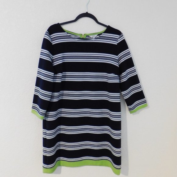 Crown & Ivy Striped Nautical Zipper Knit Sweater Dress Size Large - Picture 1 of 7